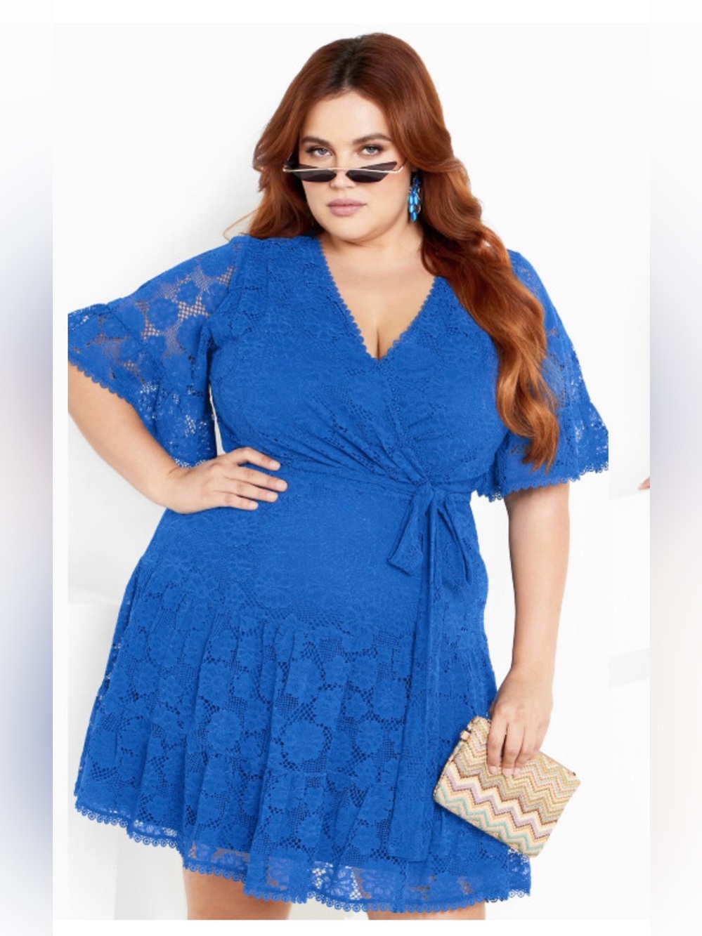 CITY CHIC Garden Kisses Lace Dress - blue